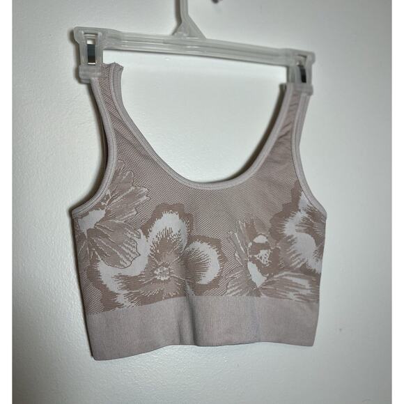Aerie OFFLINE Seamless Blush Pink Floral Sports Bra Size‎ M - Picture 2 of 5
